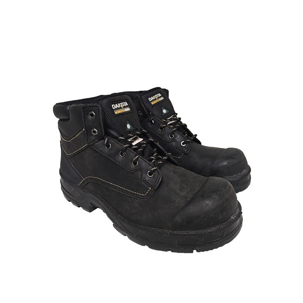 Dakota Men's 6'' 877 Steel Toe Steel Plate Work Boots Black Leather Size 13M